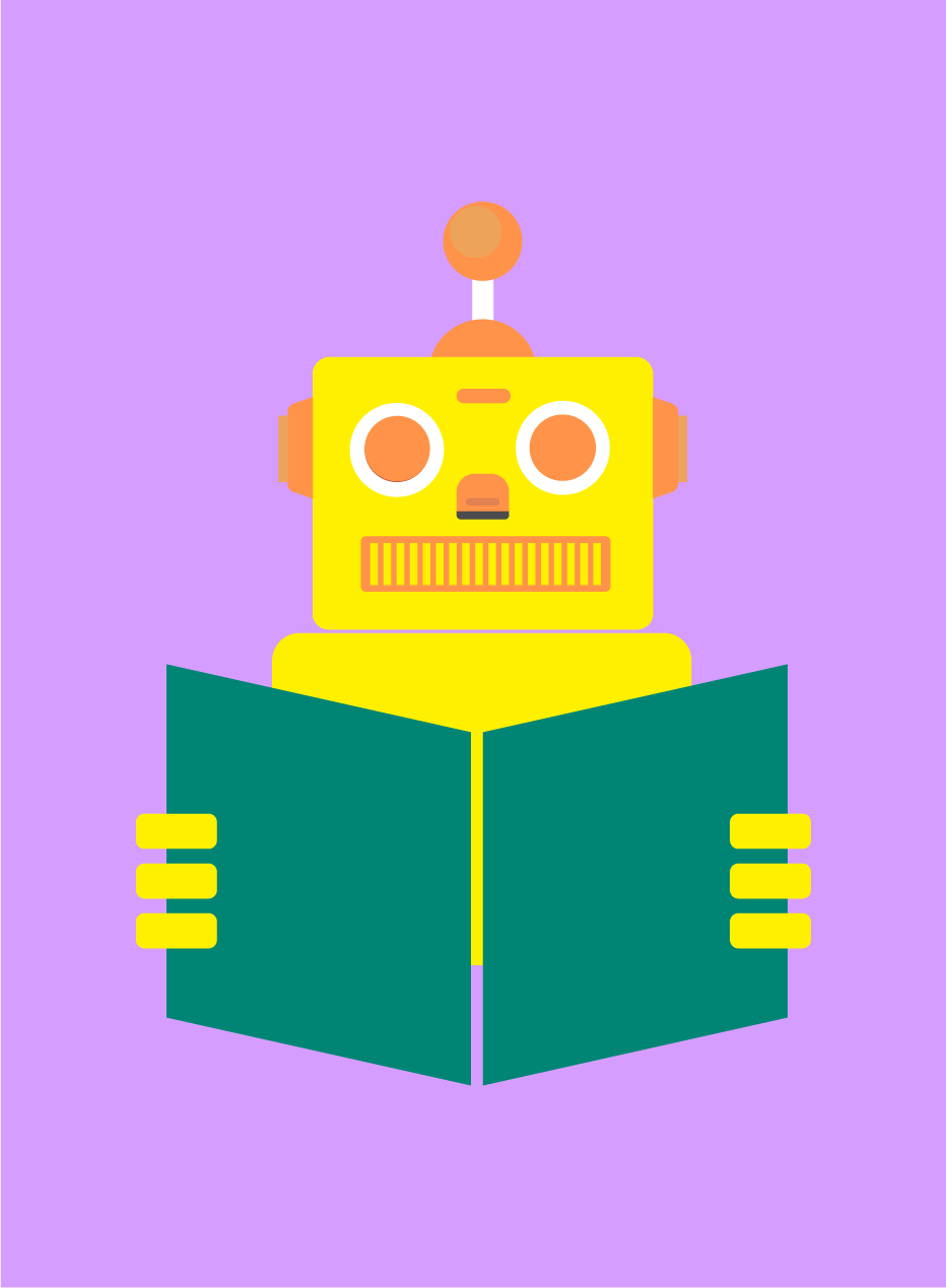 Book being read by a robot